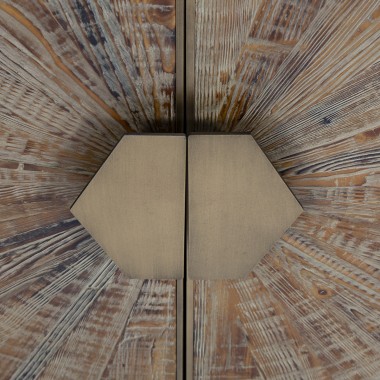 Aparador de diseño moderno de 4 puertas fabricado en madera erosionada y tiradores de metal dorado