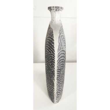 Jarrón florero gris oscuro de resina texturado