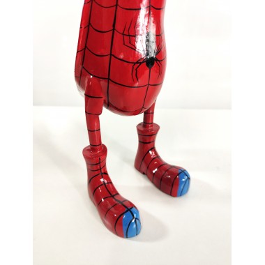 Figuras de ocas disfrazadas de Spiderman. Producto artesanal y pintado a mano.