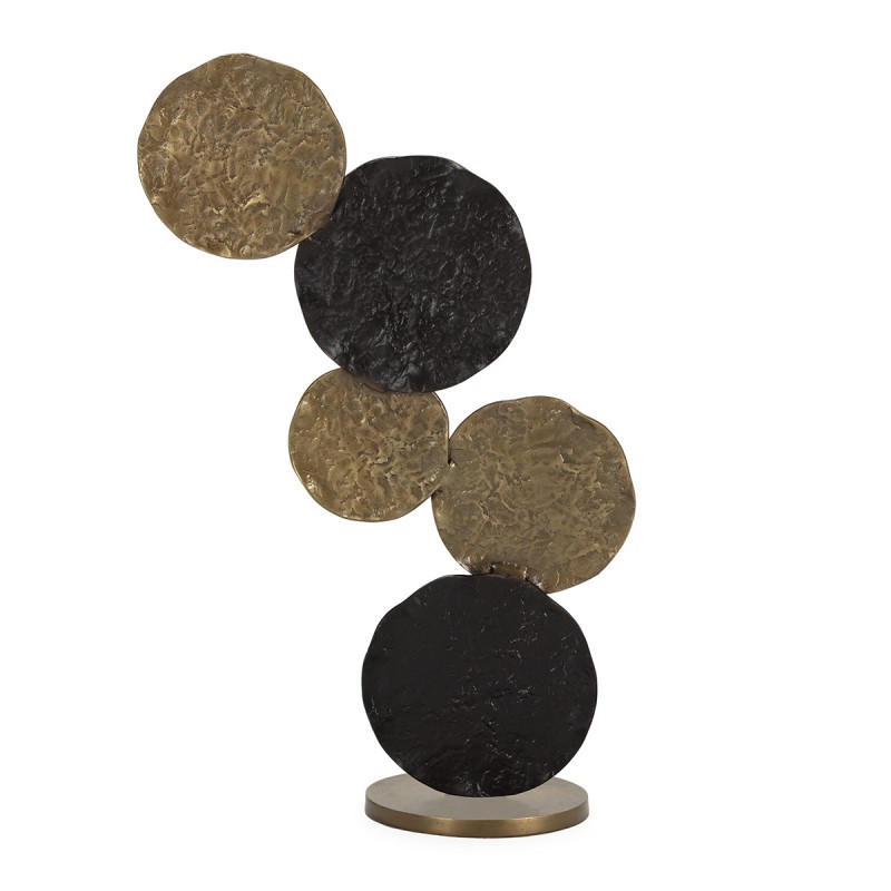 Escultura de aluminio en dorado y bronce negruzco