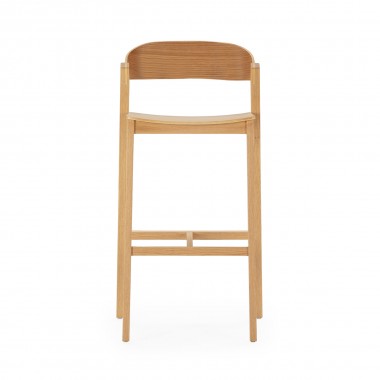 Taburete alto o silla de bar con estructura de madera contrachapada de roble.