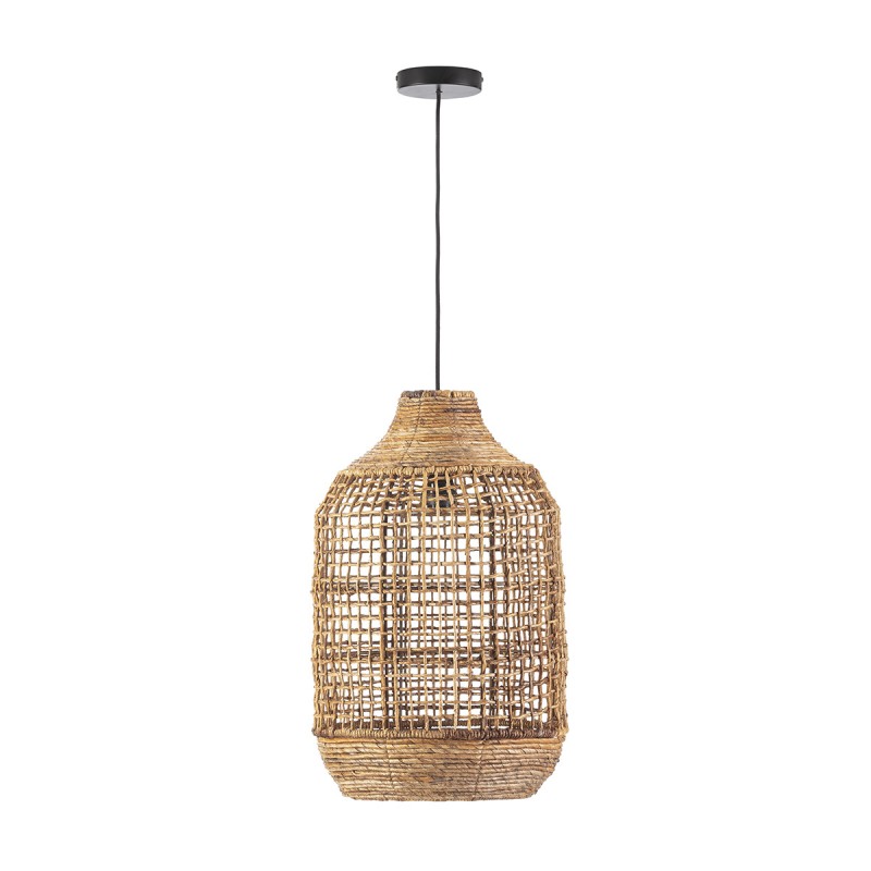 Lámpara de techo con pantalla fabricada en hoja de banana natural.