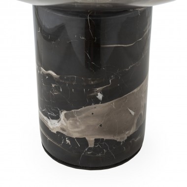 Lámpara de mesa con base de mármol negro y pantalla de vidrio ahumado