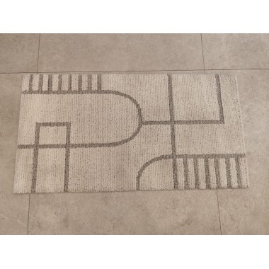 Alfombra geométrica beige 150 x 80 cm