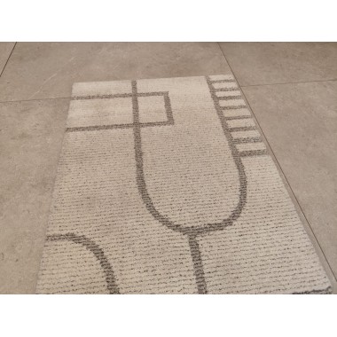 Alfombra geométrica beige 150 x 80 cm