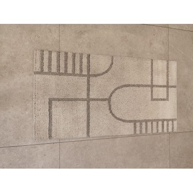 Alfombra geométrica beige 150 x 80 cm